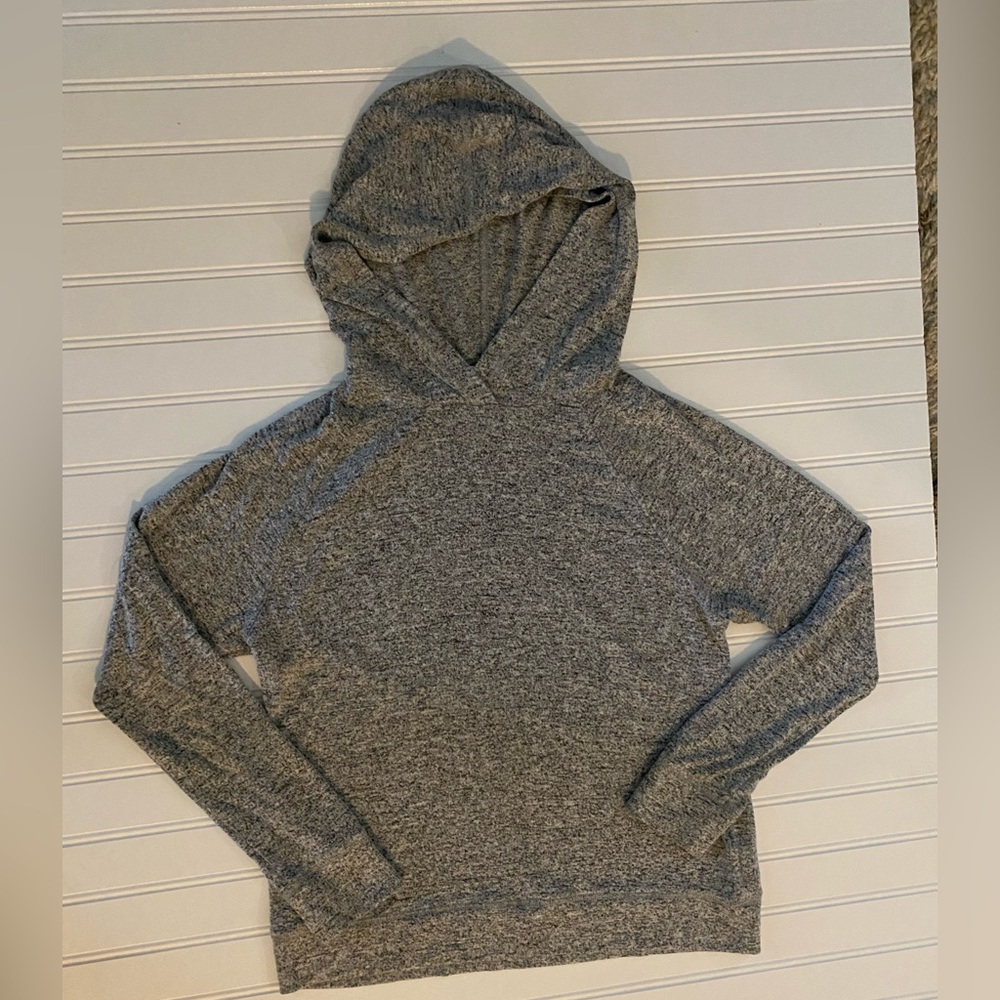 Gap Girls Sweatshirt Size 12 Hoodie Lightweight Stretchy Soft Gray Marled Shirt